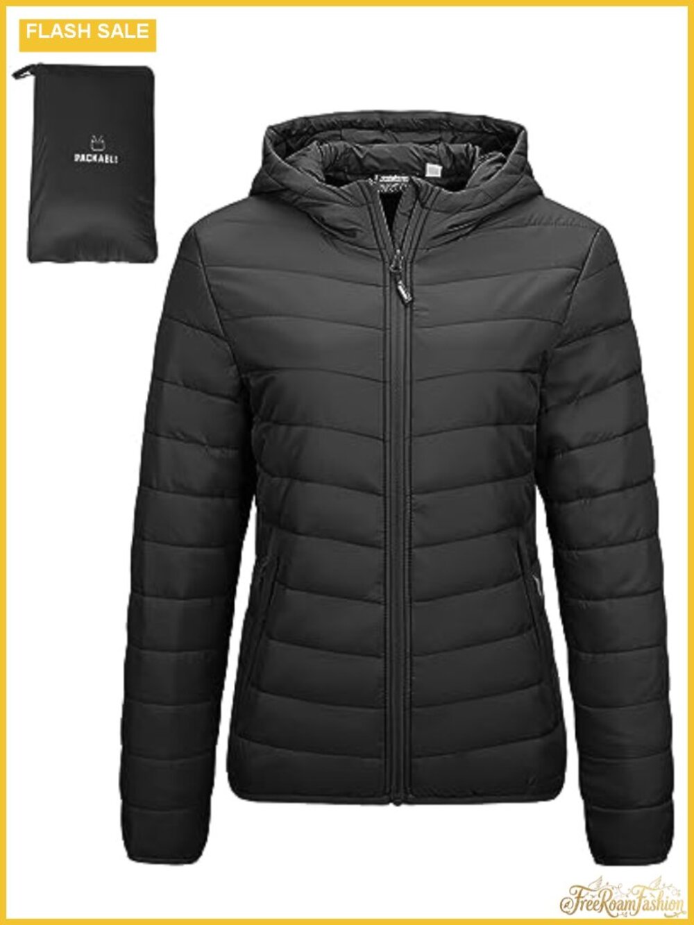 Women's Packable Lightweight Puffer Jacket Hooded Water-Resistant